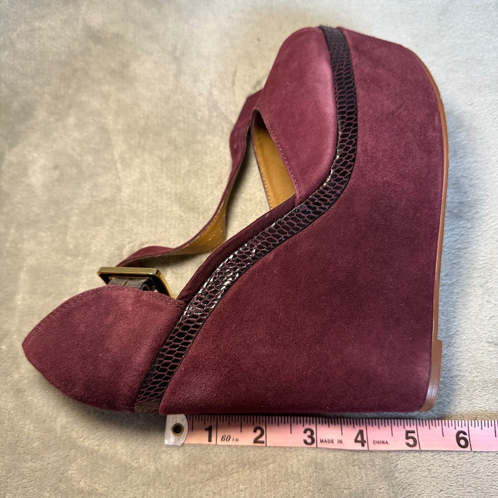 Y2K Steve Madden Lorii Burgundy Suede Platform Wedge Heels 8 Brat Indie Sleaze - Picture 11 of 12